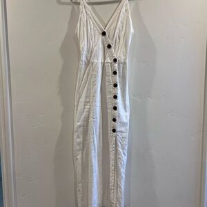 Linen White Button-Down Dress